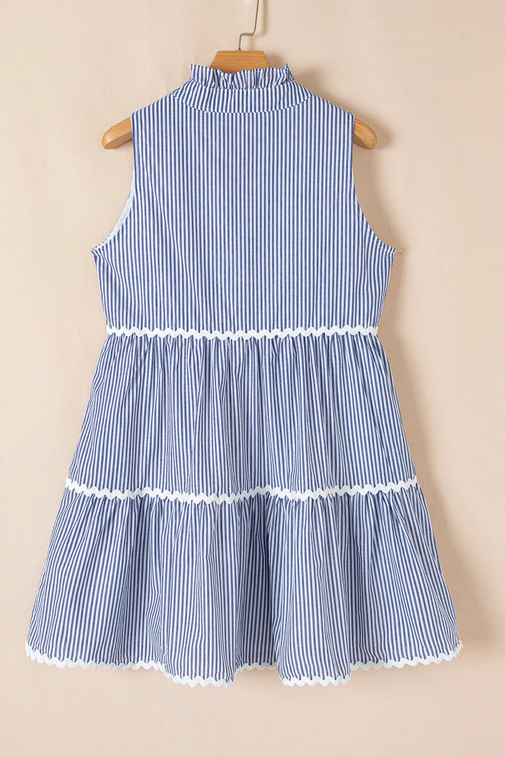 Macie Sleeveless Notched V Neck Ric Rac Dress