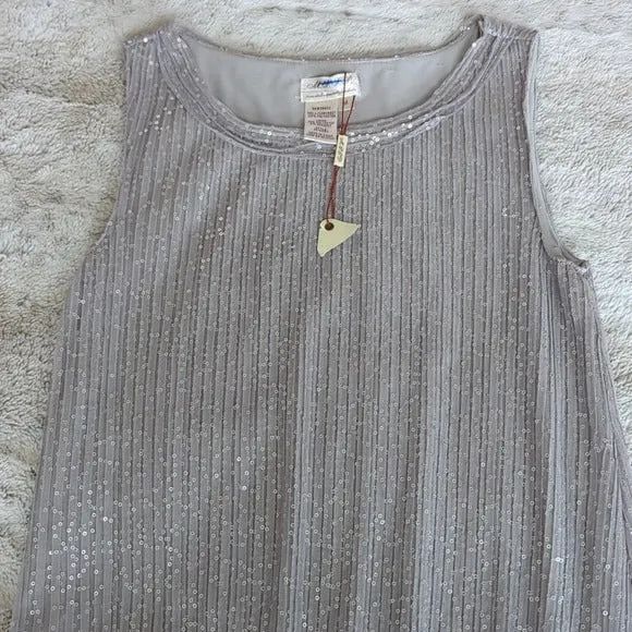 Max Studio Speciality Products Sequin Flapper Shaker Style Silver Shift Dress M