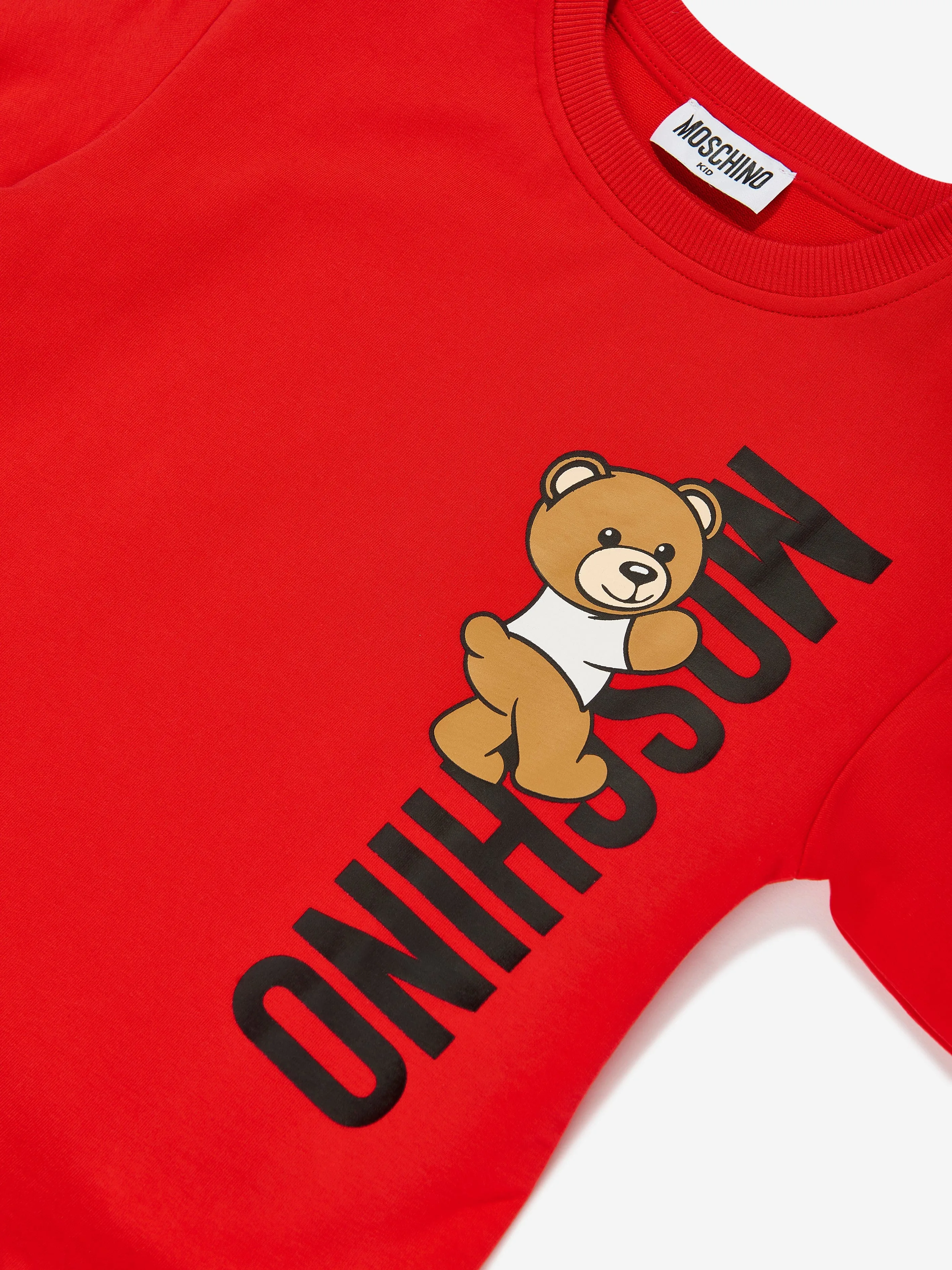 Moschino Girls Teddy Logo Jersey Dress in Red