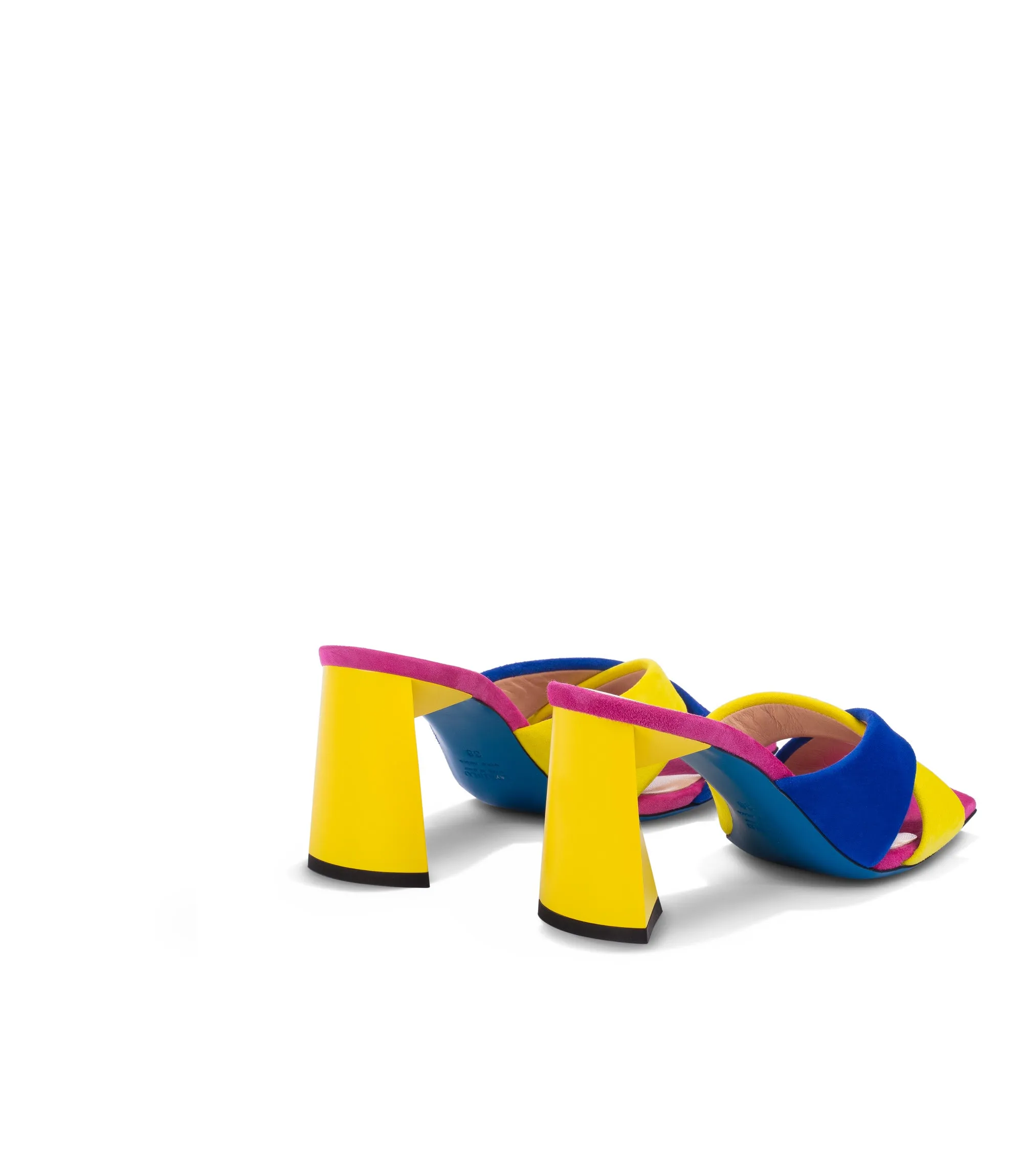 Multicolor suede mules