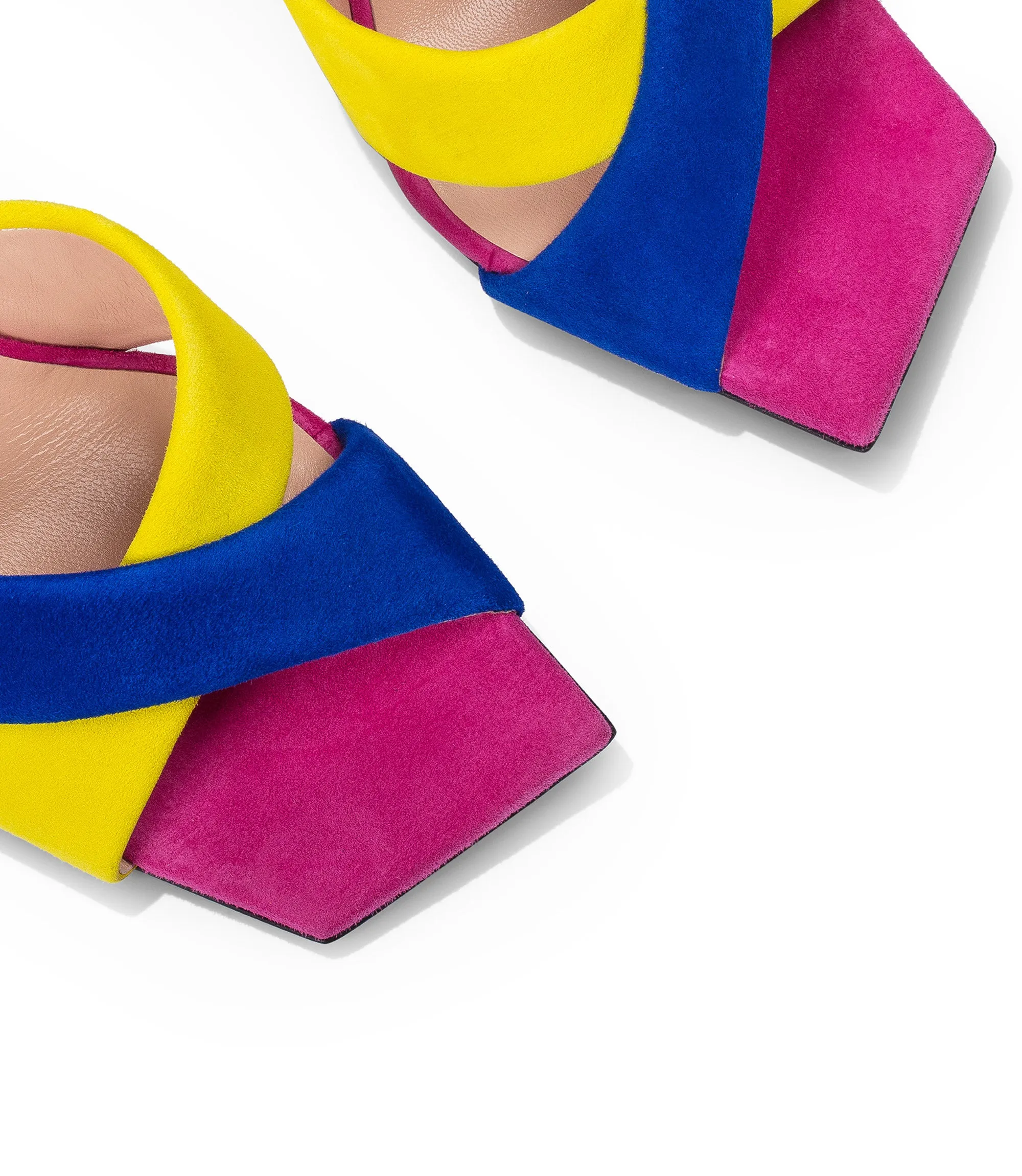 Multicolor suede mules