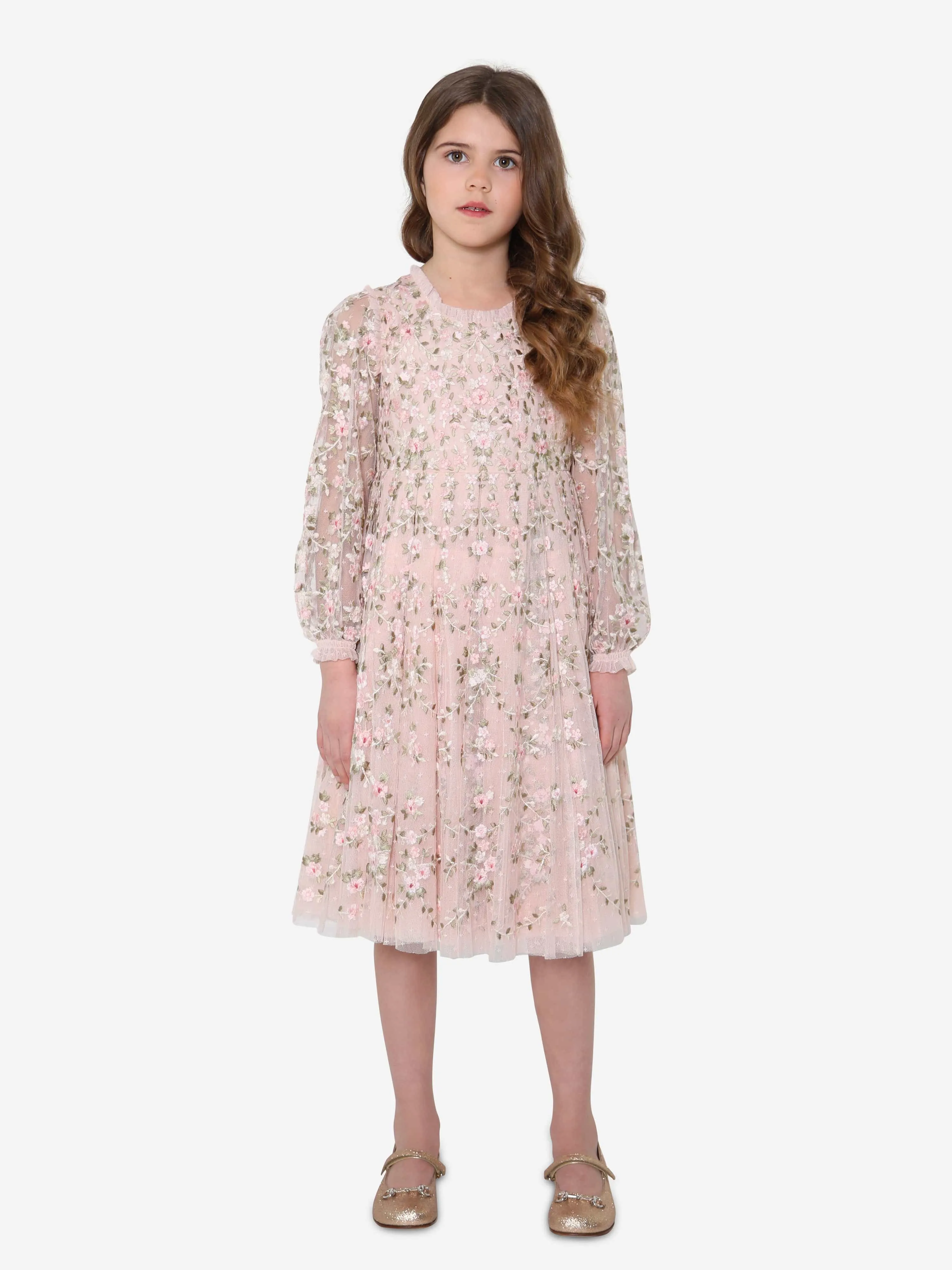 Needle & Thread Girls Victoria Ditsy Dress In Pink