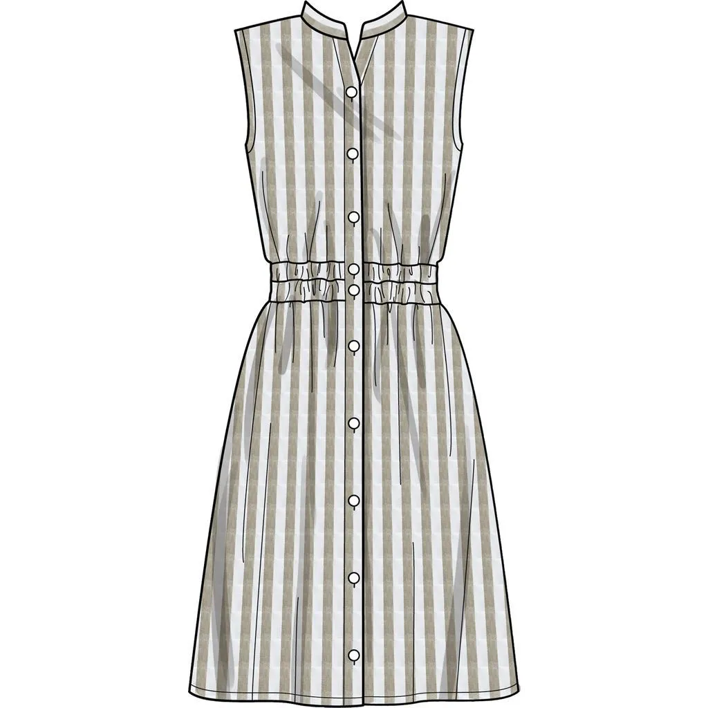 New Look Sewing Pattern N6651 Misses' Button Front Dress With Elastic Waist