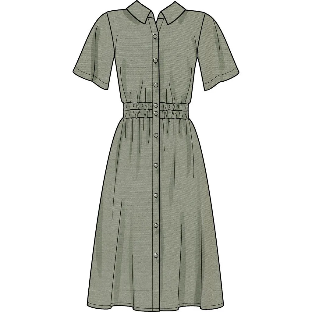 New Look Sewing Pattern N6651 Misses' Button Front Dress With Elastic Waist