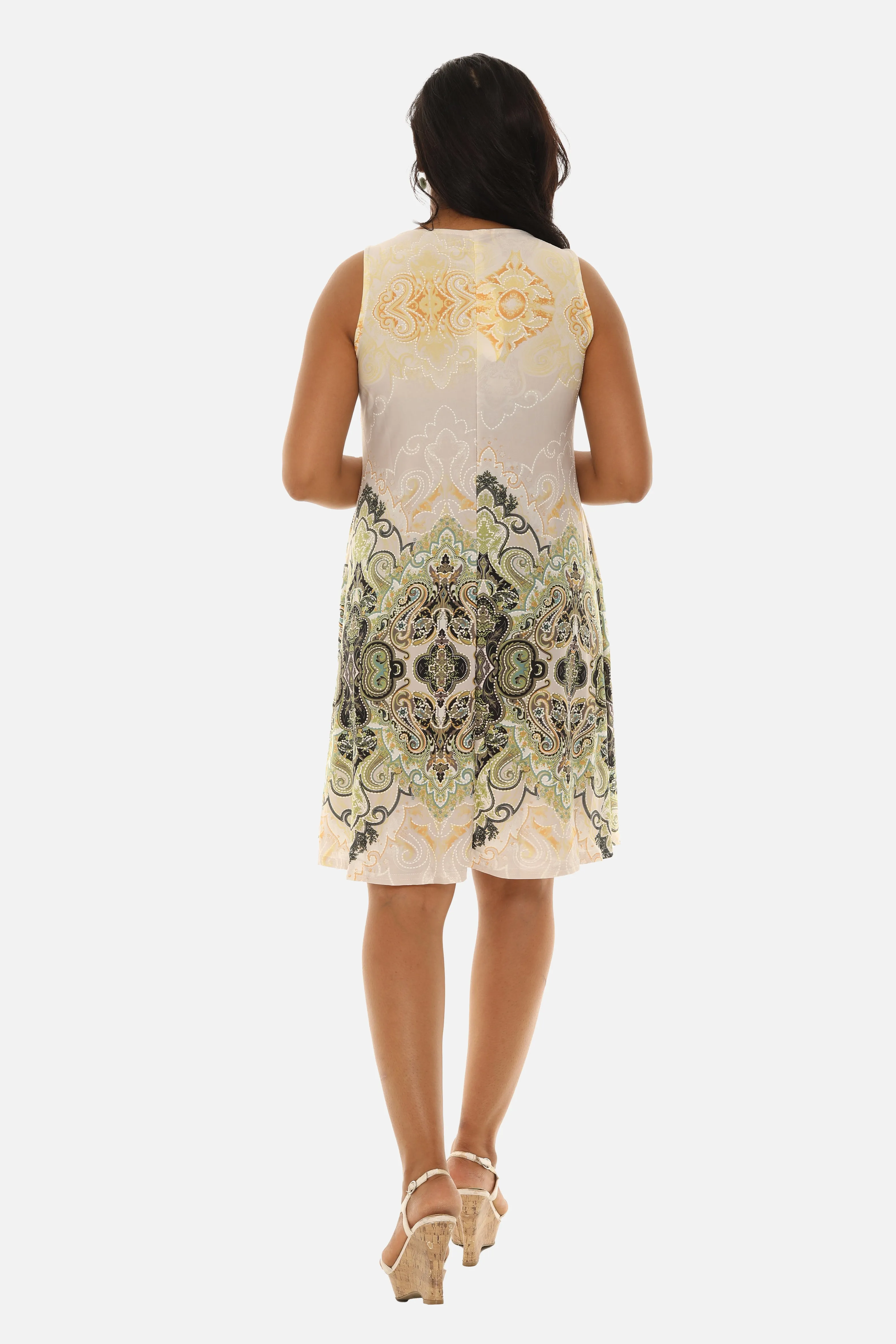Paisley Print Sleeveless Dress
