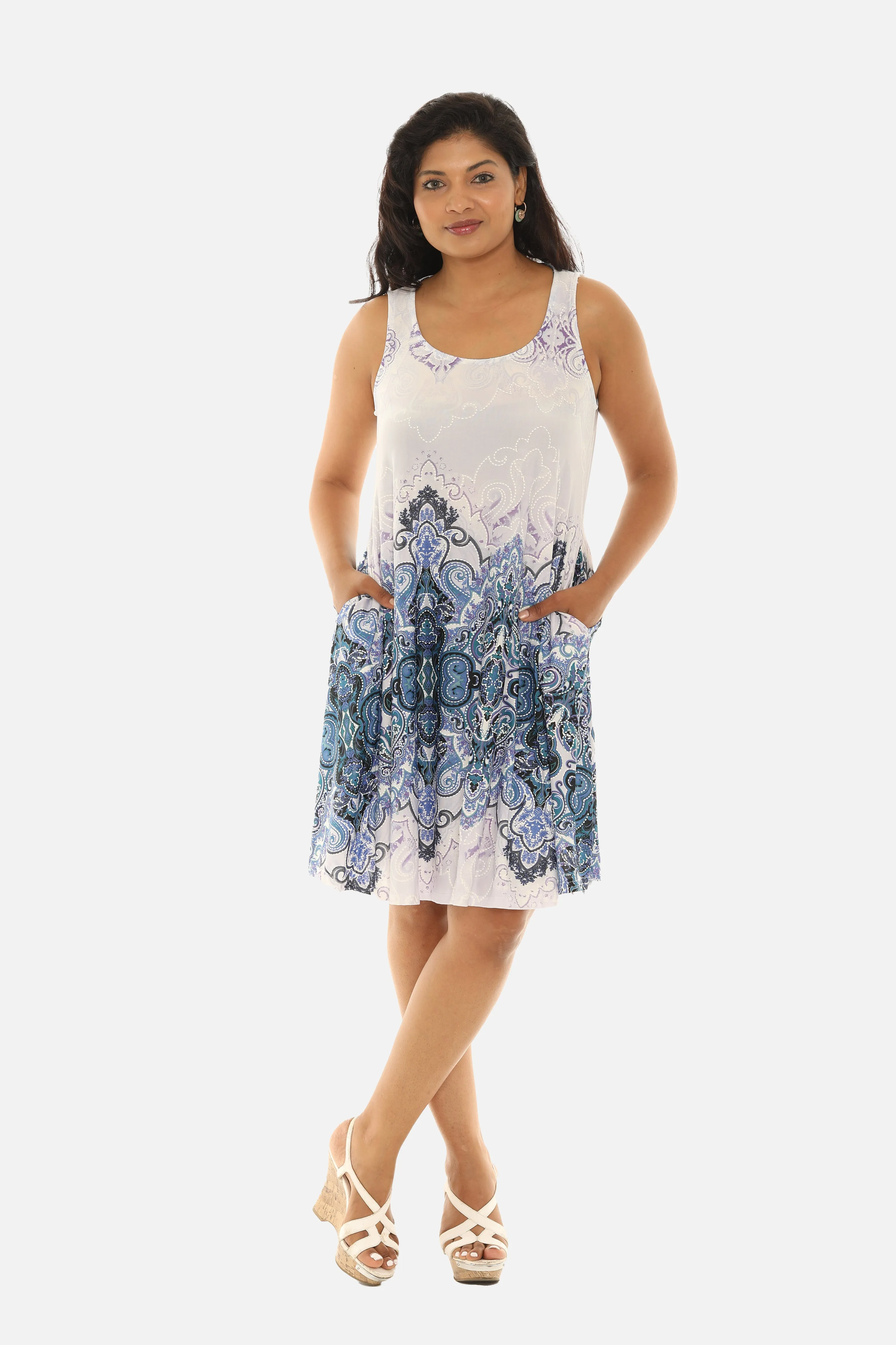 Paisley Print Sleeveless Dress