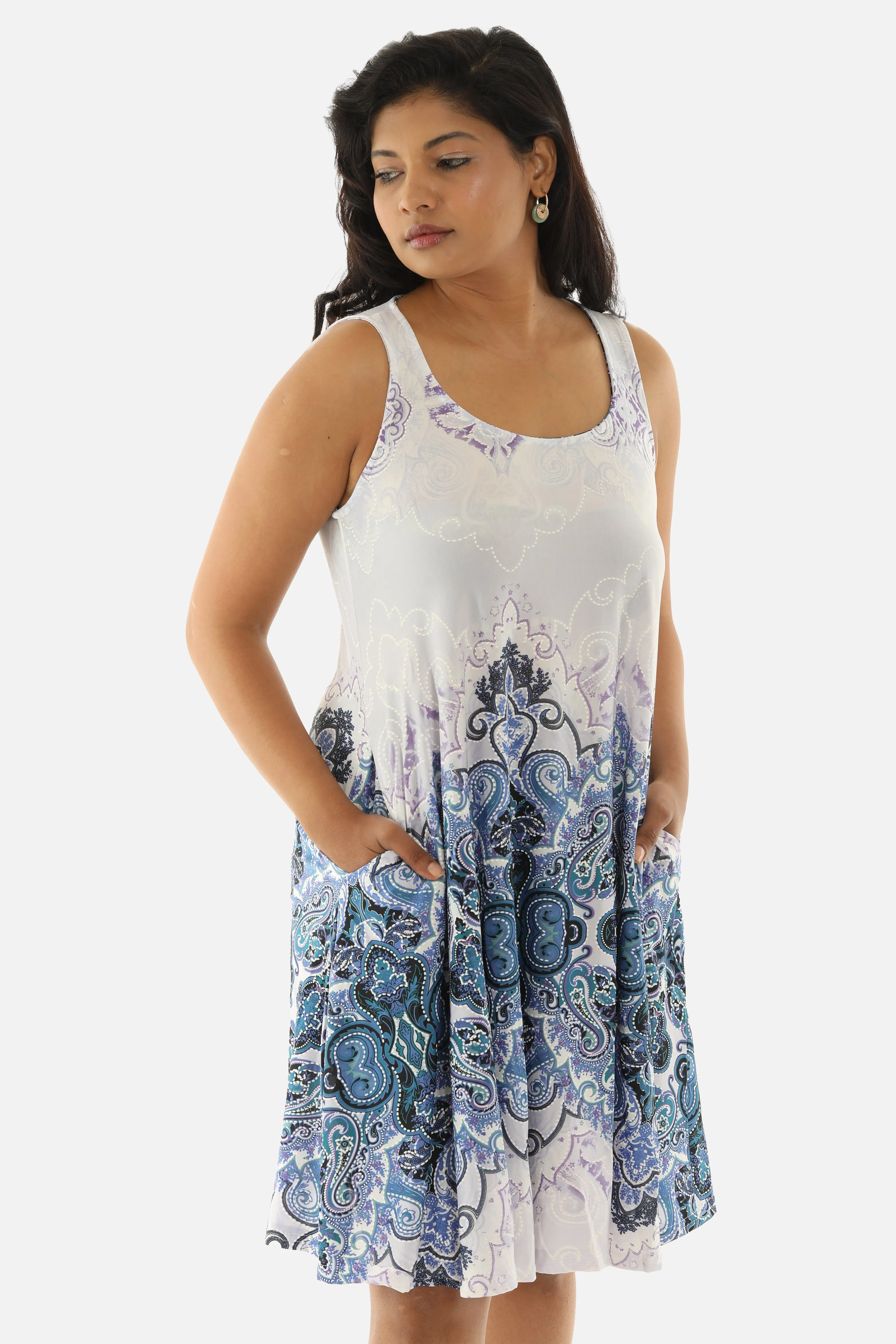 Paisley Print Sleeveless Dress