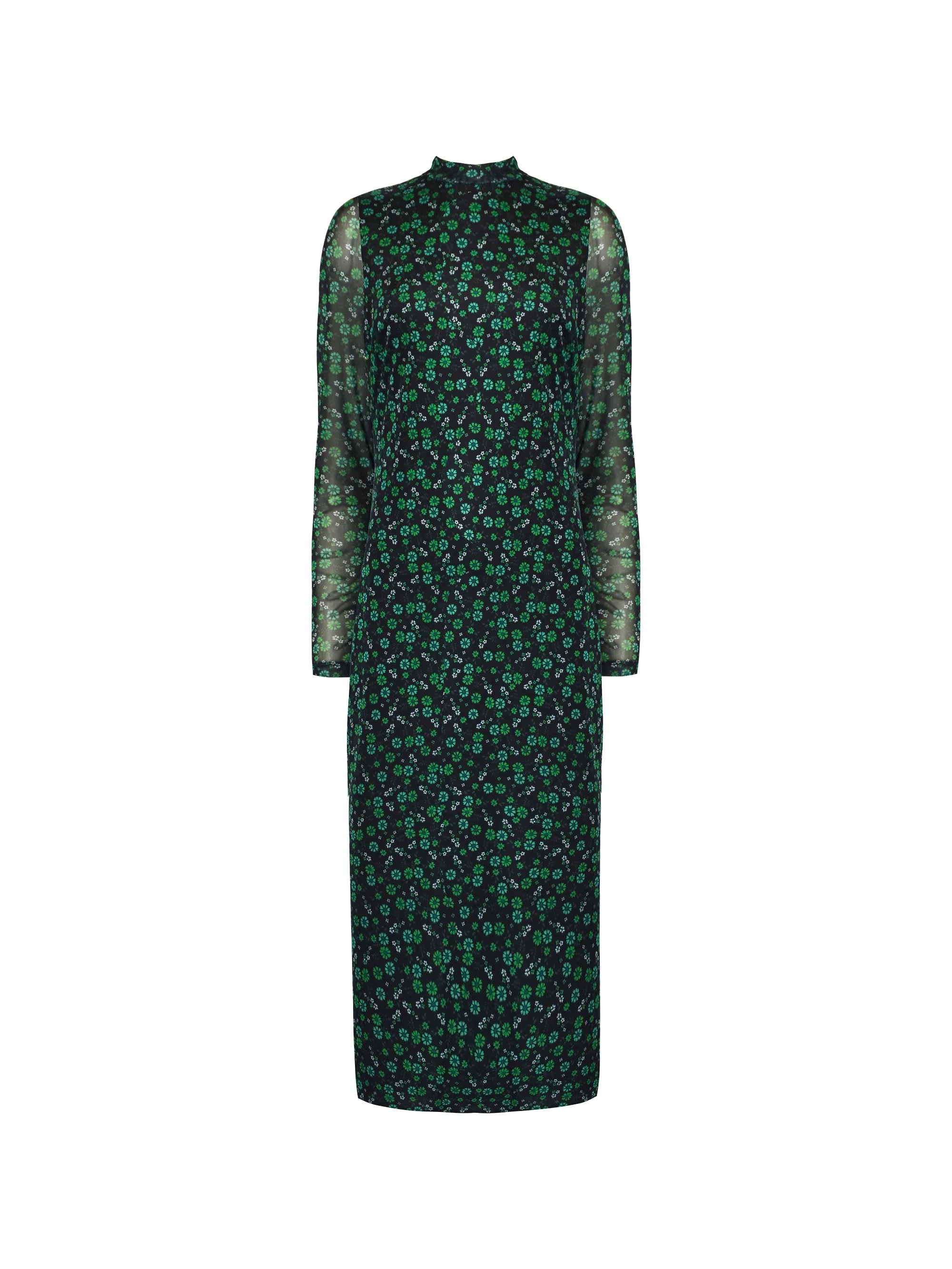 Petite Green Ditsy Print Mesh Dress