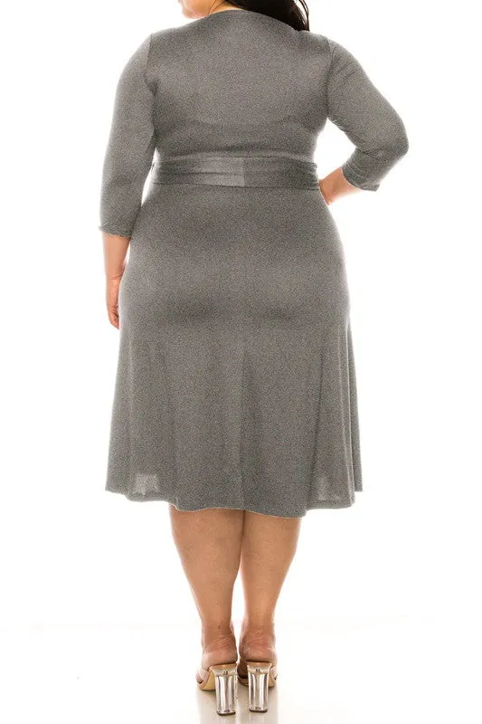 Plus size Solid Faux Wrap Dress
