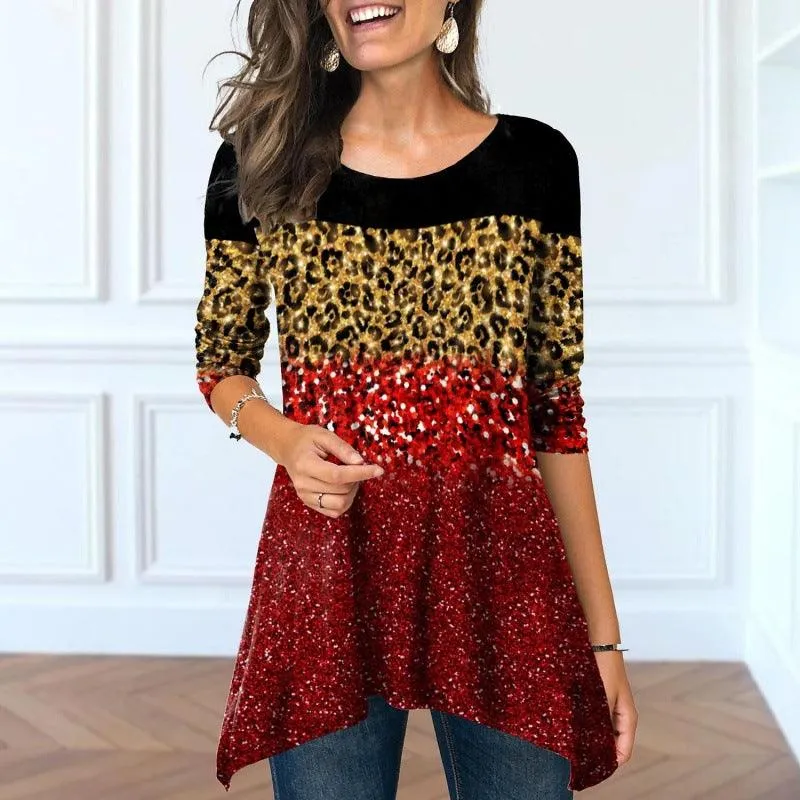 Plus Size Women's Round Neck Floral Print Dress