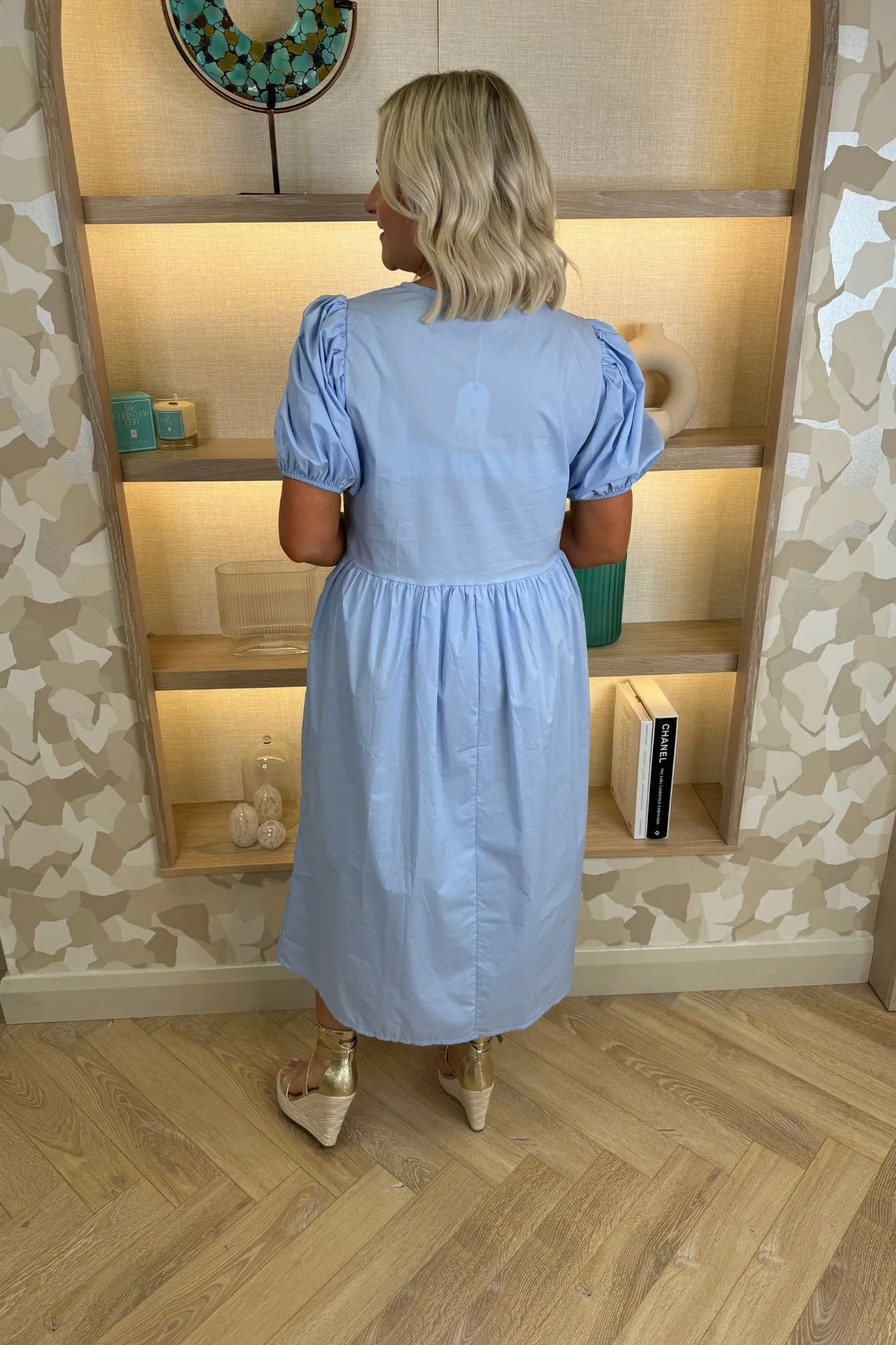Poppy Bow Front Dress In Blue