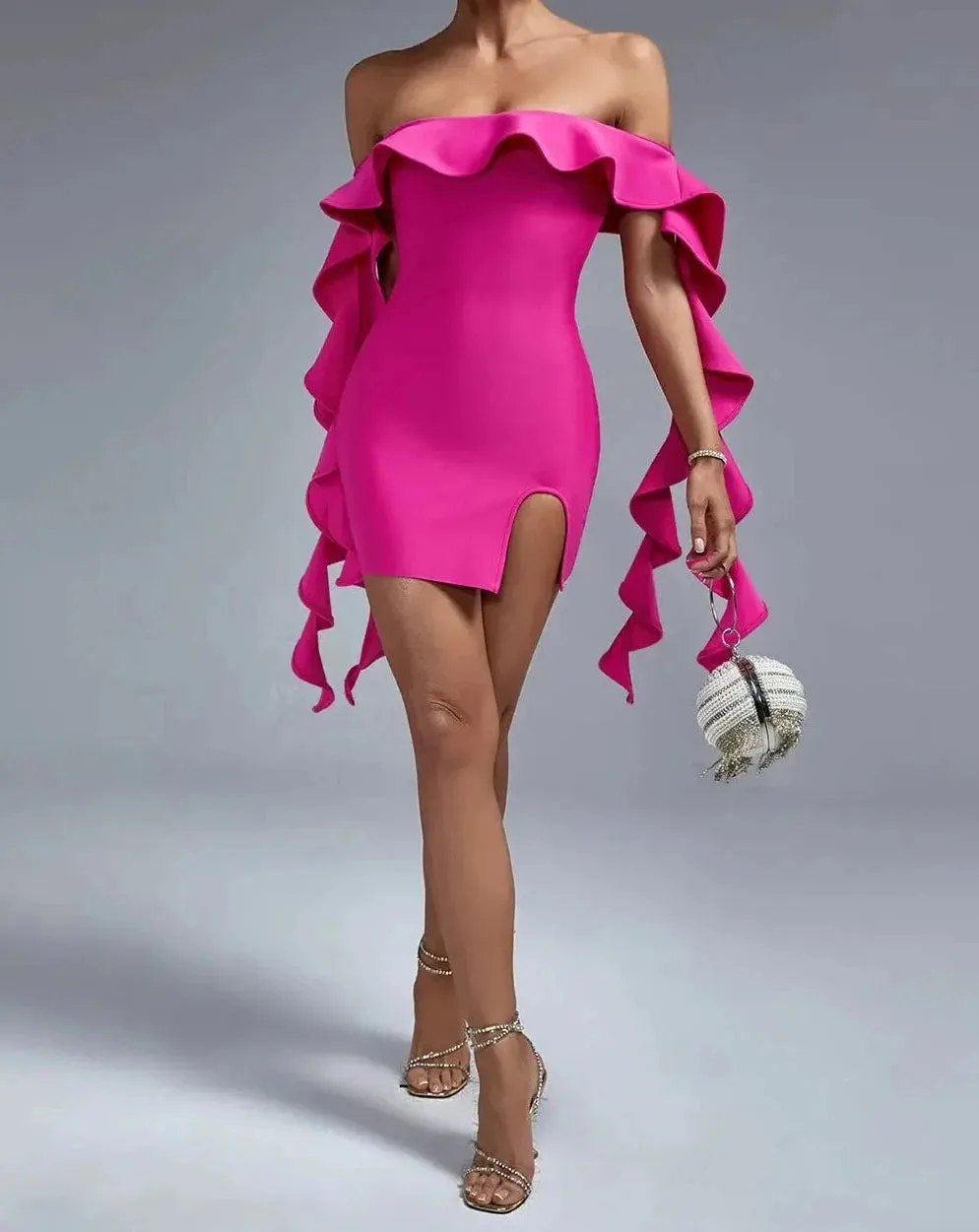 PRETTY VIXEN  Ruffle Trim Mini Dress