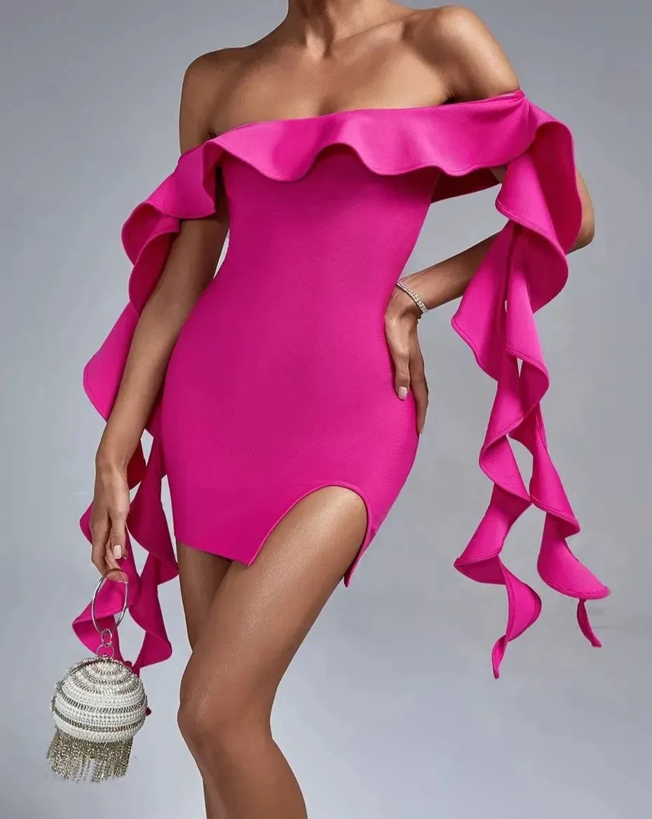 PRETTY VIXEN  Ruffle Trim Mini Dress