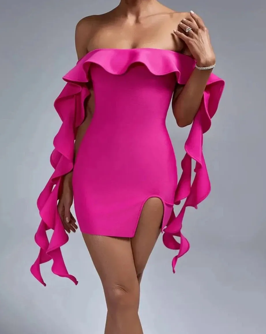 PRETTY VIXEN  Ruffle Trim Mini Dress