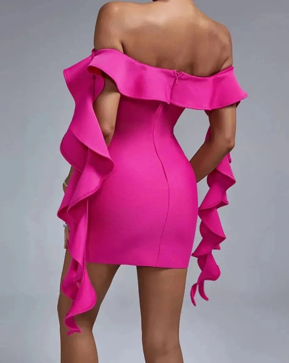 PRETTY VIXEN  Ruffle Trim Mini Dress