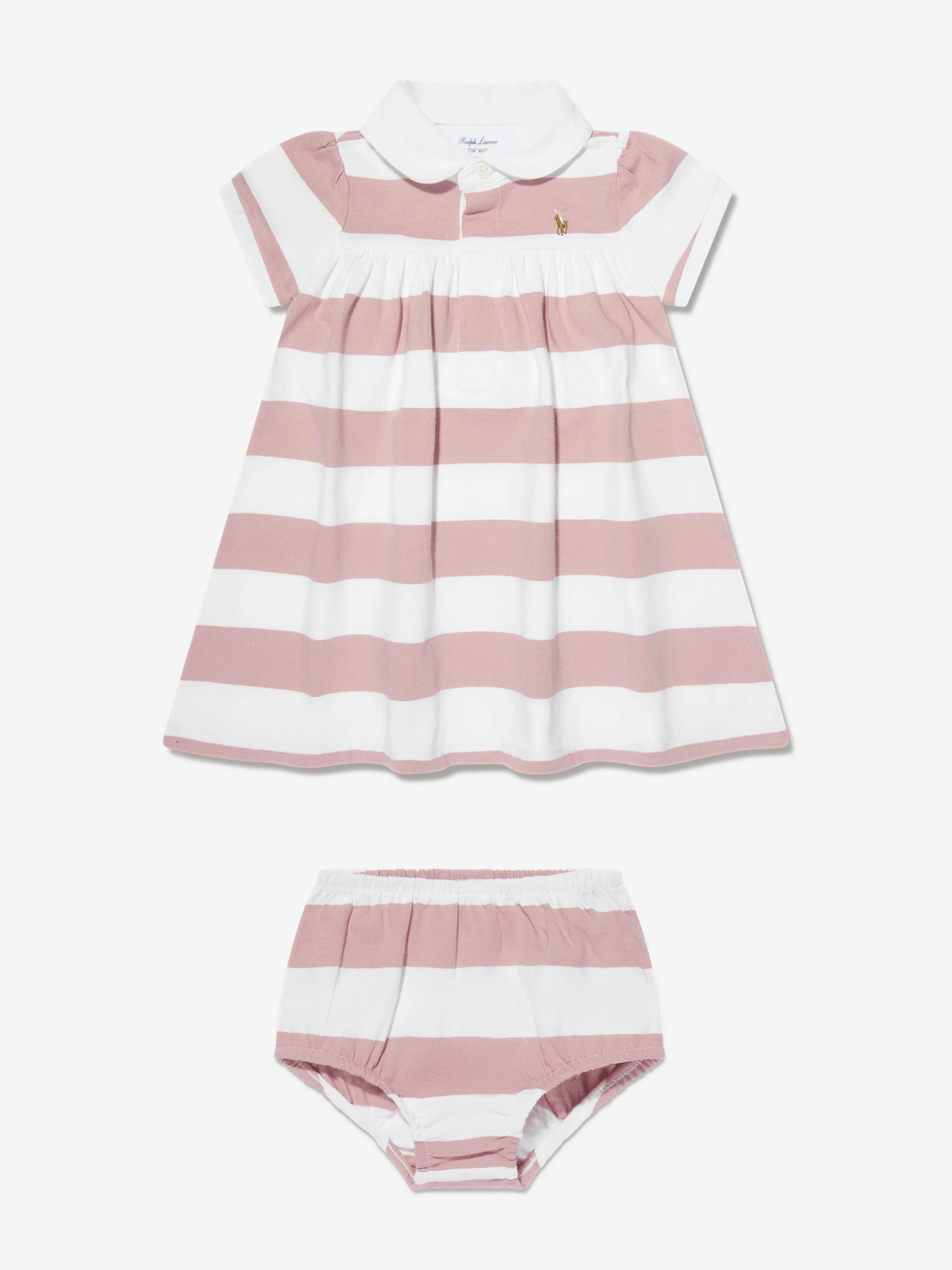 Ralph Lauren Baby Girls Striped Rugby Dress in Pink