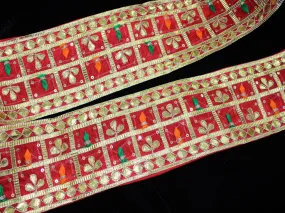 Red Traditional Gota Work Embroidered Lace