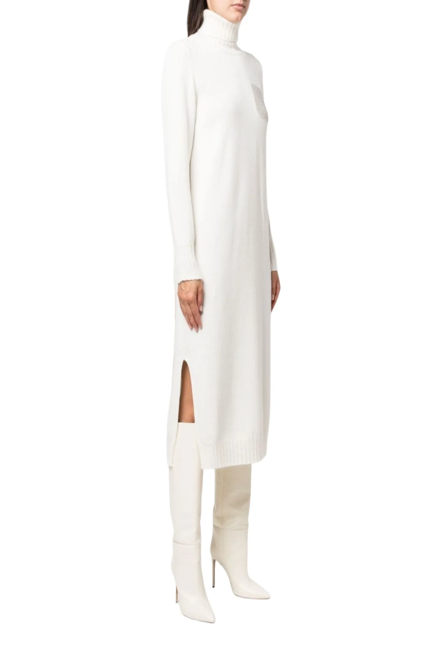 Roll-neck knitted jumper dress