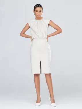 Ruched Faux-Leather Sheath Dress