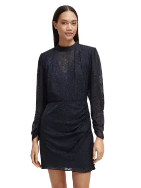 Scotch & Soda Mock Neck Mini Dress w/Open Back Detail in Night - FINAL SALE