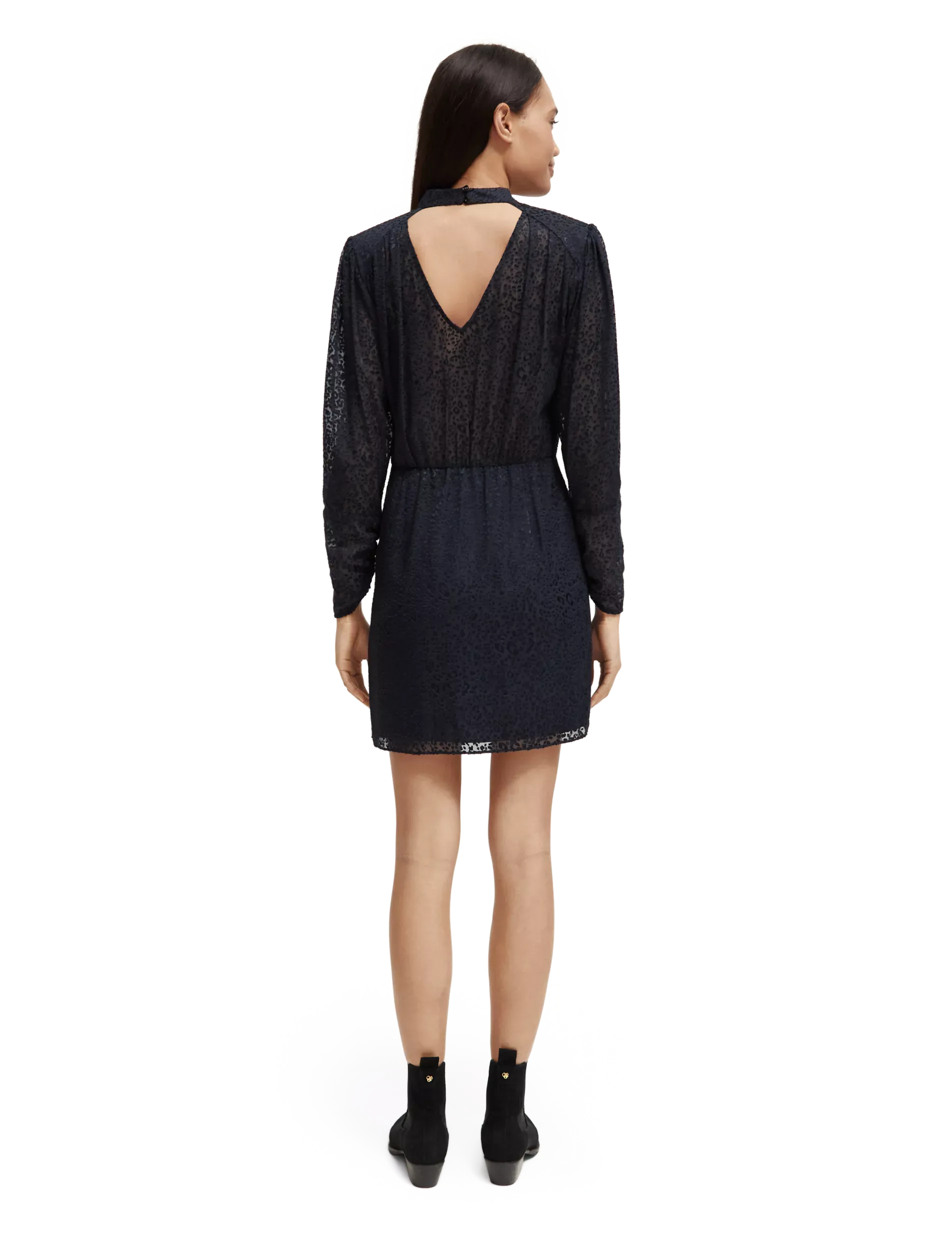 Scotch & Soda Mock Neck Mini Dress w/Open Back Detail in Night - FINAL SALE
