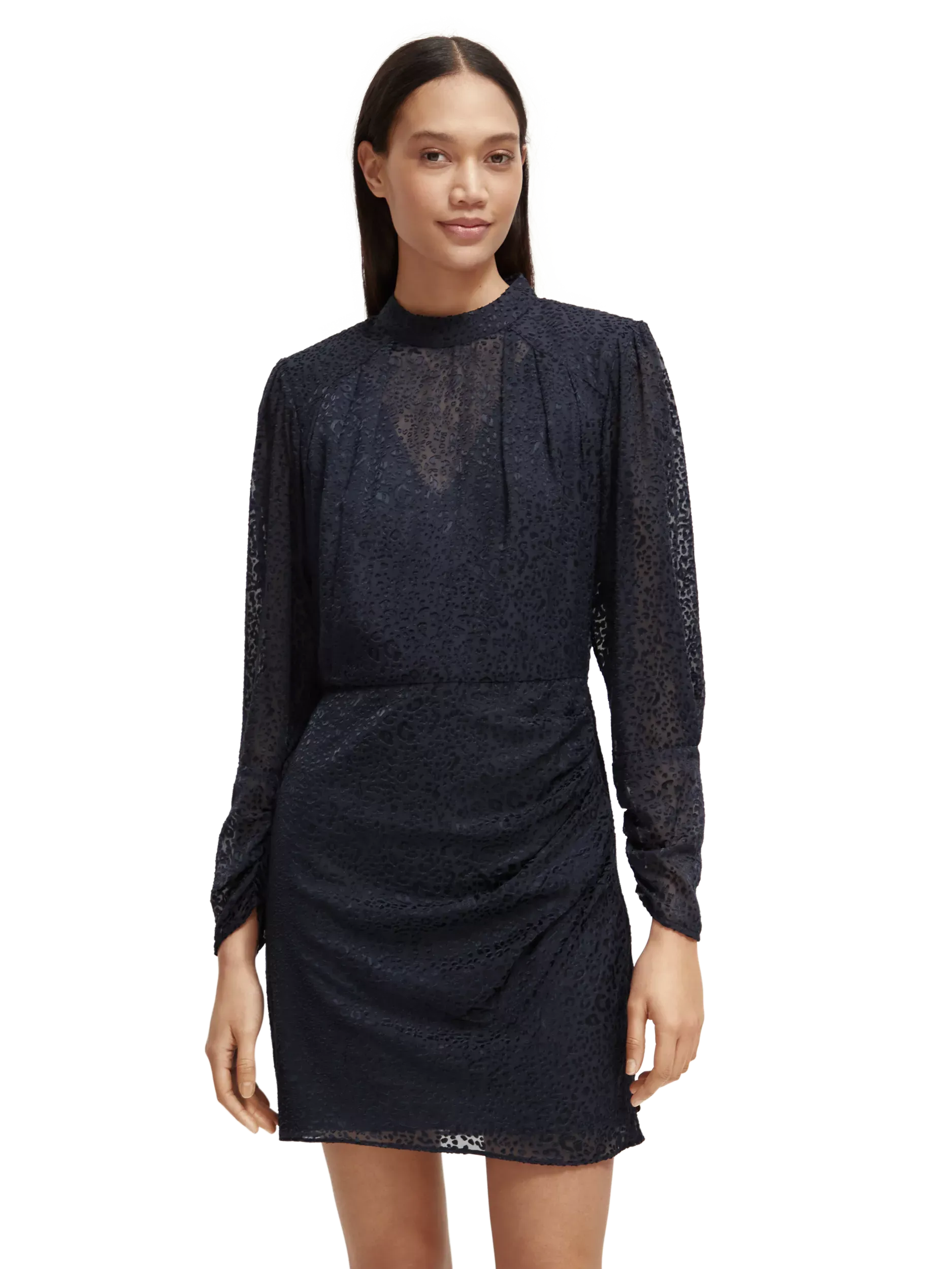 Scotch & Soda Mock Neck Mini Dress w/Open Back Detail in Night - FINAL SALE