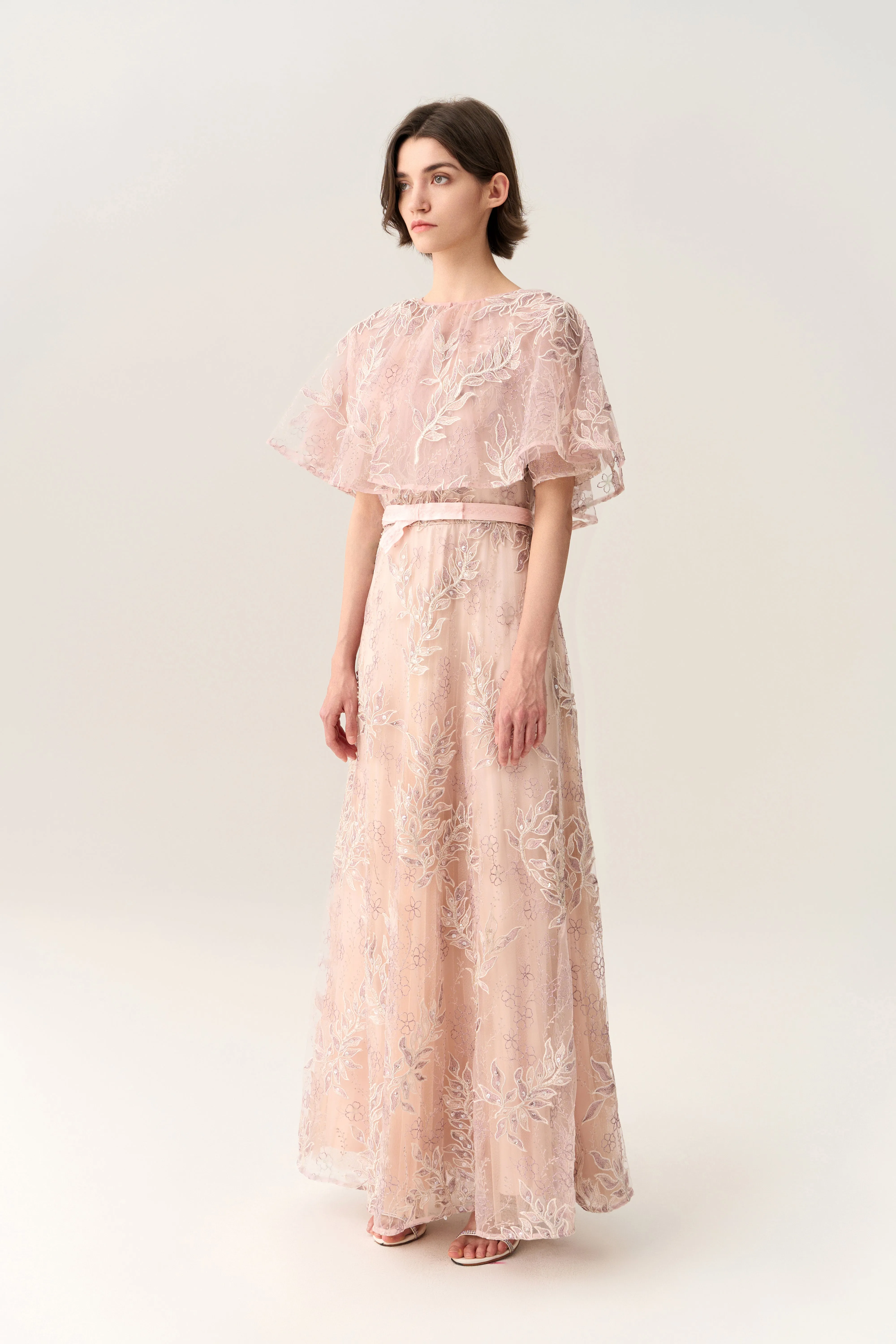 Sequin & Embroidery Mesh Cape