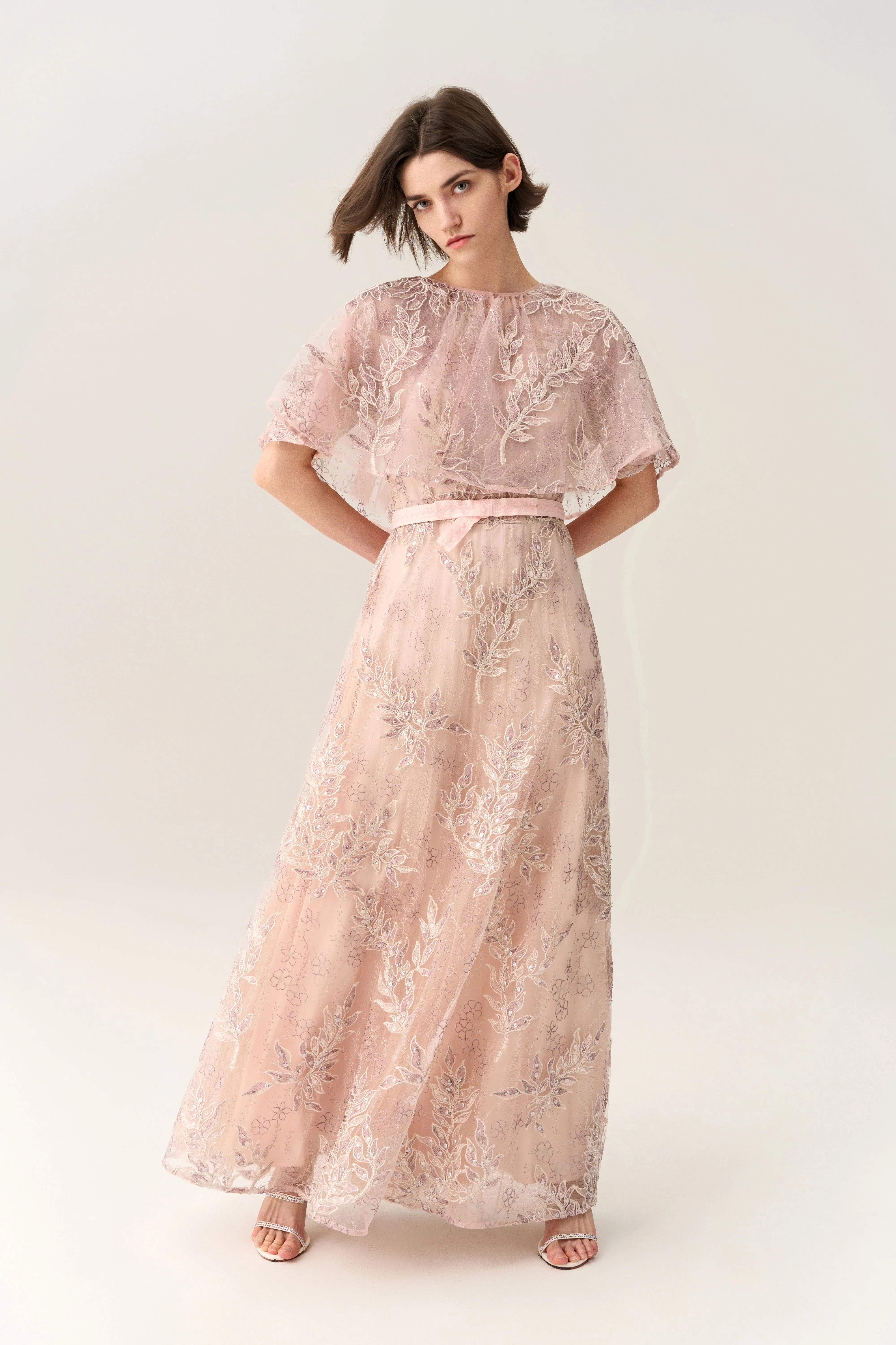 Sequin & Embroidery Mesh Cape