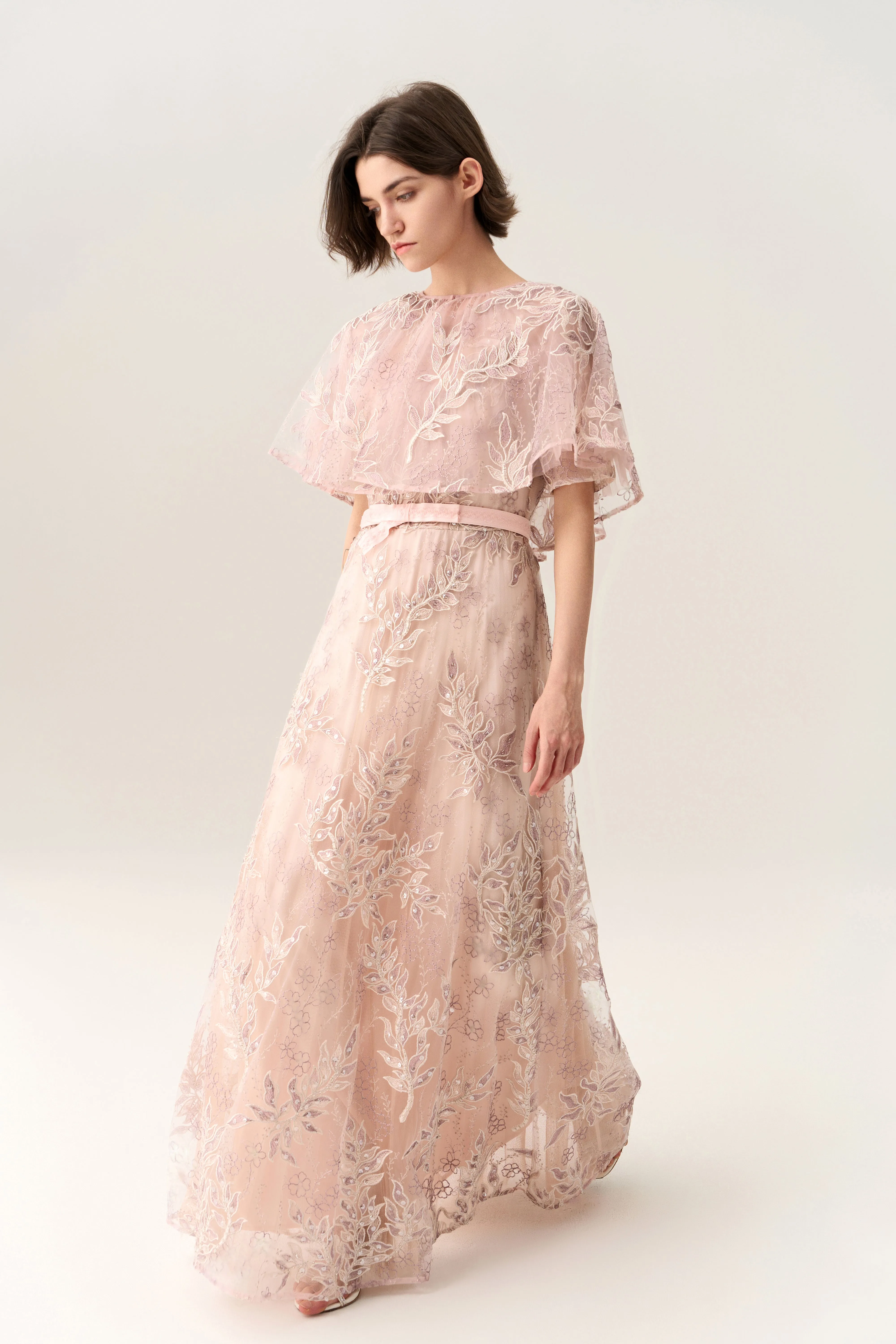 Sequin & Embroidery Mesh Cape