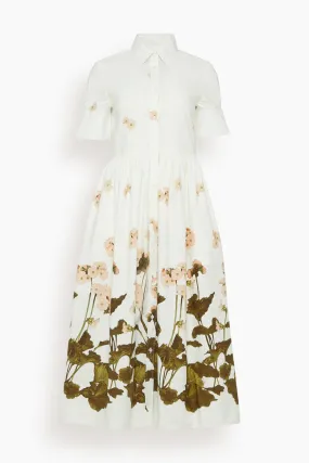 Short Sleeve Midi Shirt Dress in Elena Selvedge White