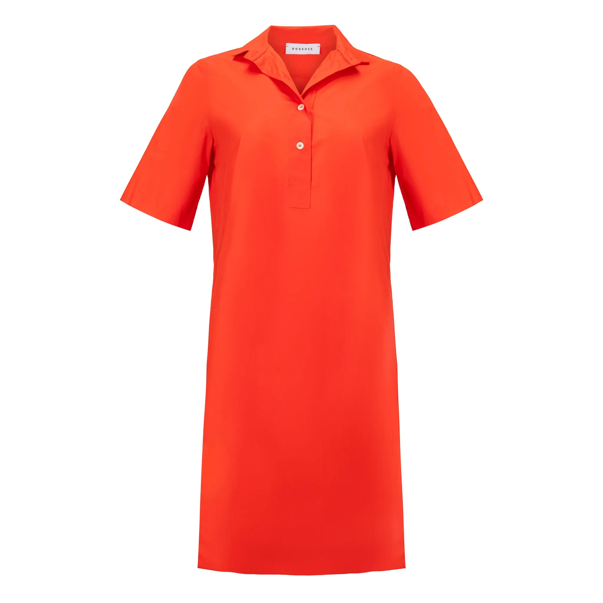 Short Sleeve Shirt Dress - Orange