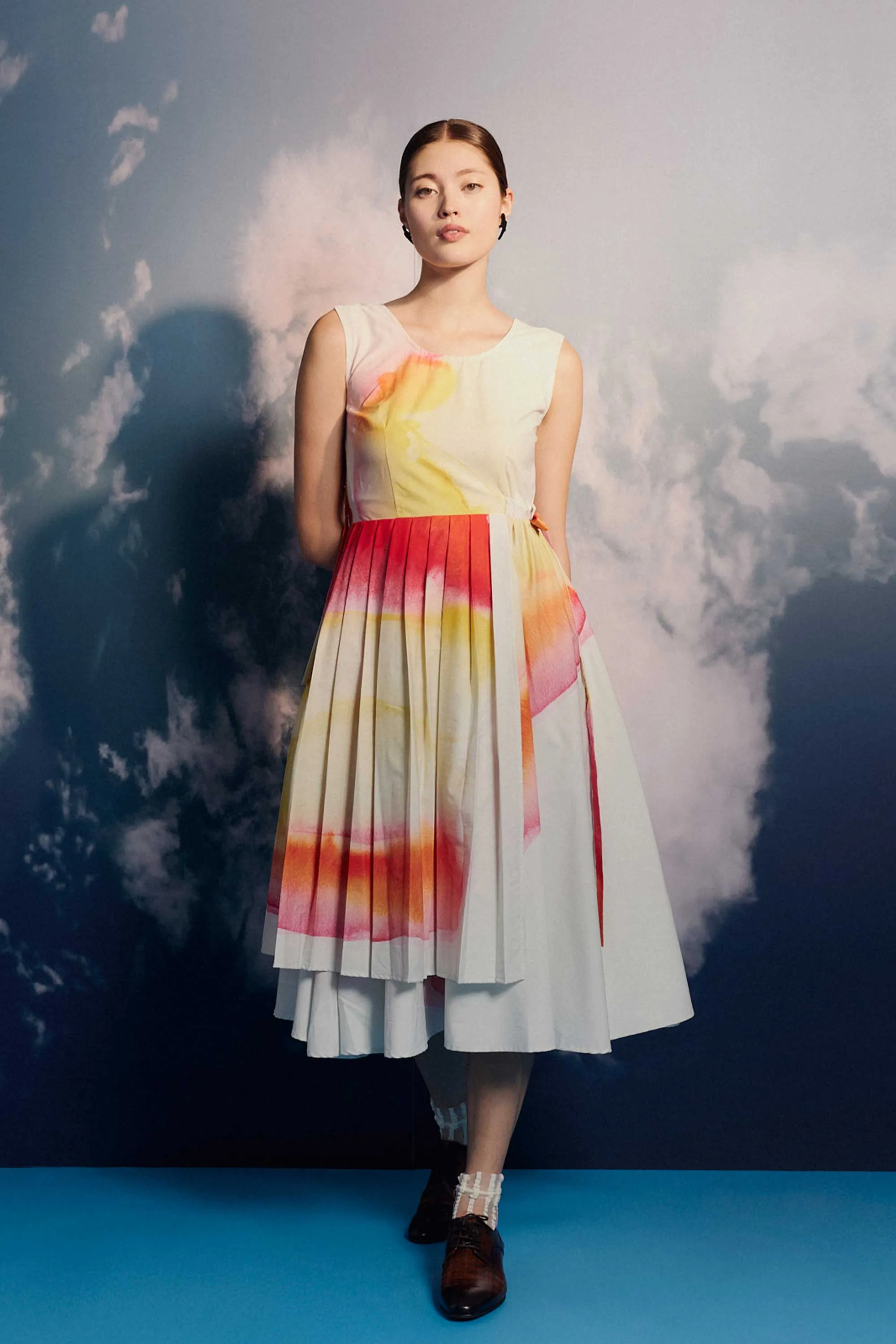 Side Sash Asymmetric Midi Dress (Journey)