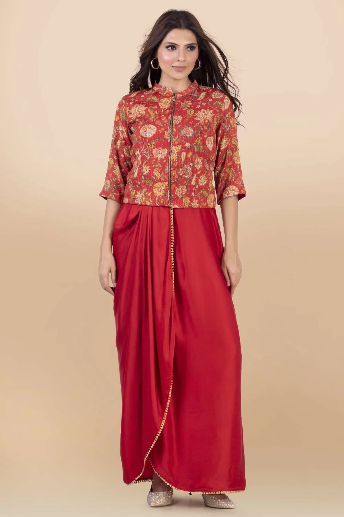 Silk Voile Print Dress Set