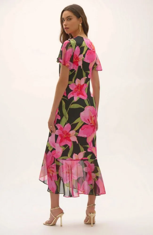 Silky Chiffon Floral Wrap Dress