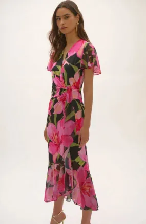 Silky Chiffon Floral Wrap Dress