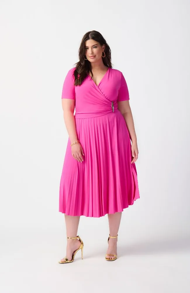 Silky Knit Pleated Wrap Dress