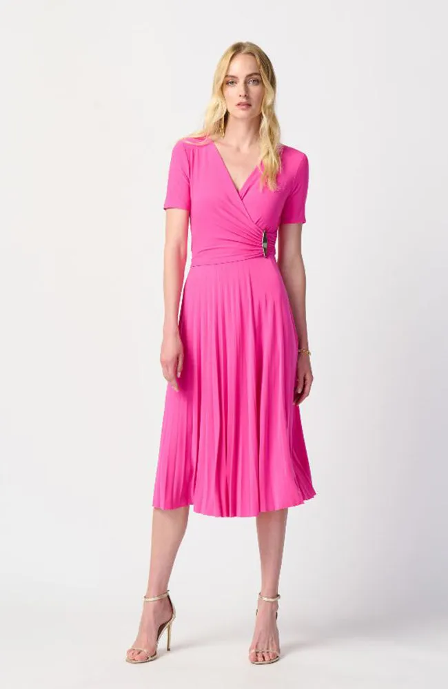 Silky Knit Pleated Wrap Dress