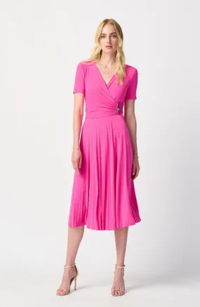 Silky Knit Pleated Wrap Dress