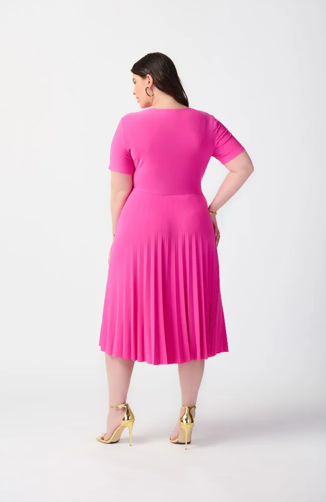 Silky Knit Pleated Wrap Dress