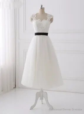 Simple Bohemian Tea Length Wedding Dresses