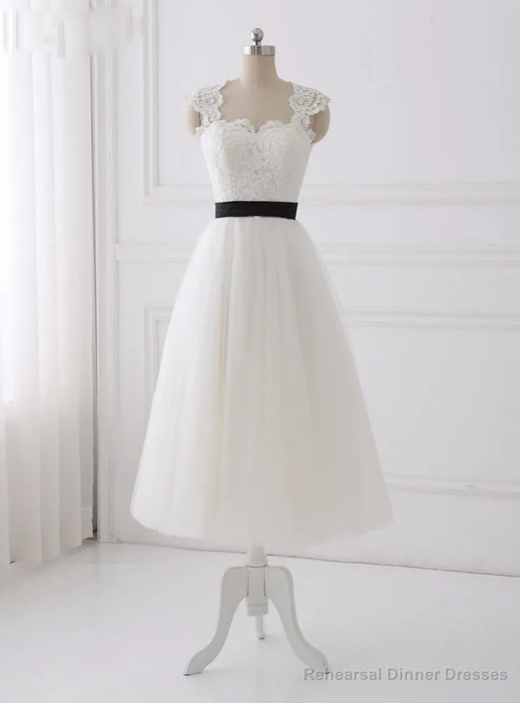 Simple Bohemian Tea Length Wedding Dresses