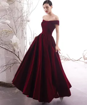 Simple Burgundy Long Prom Dress Burgundy Evening Dress