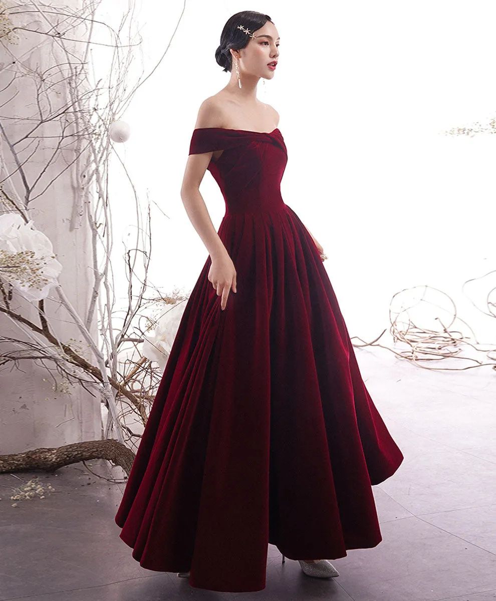 Simple Burgundy Long Prom Dress Burgundy Evening Dress