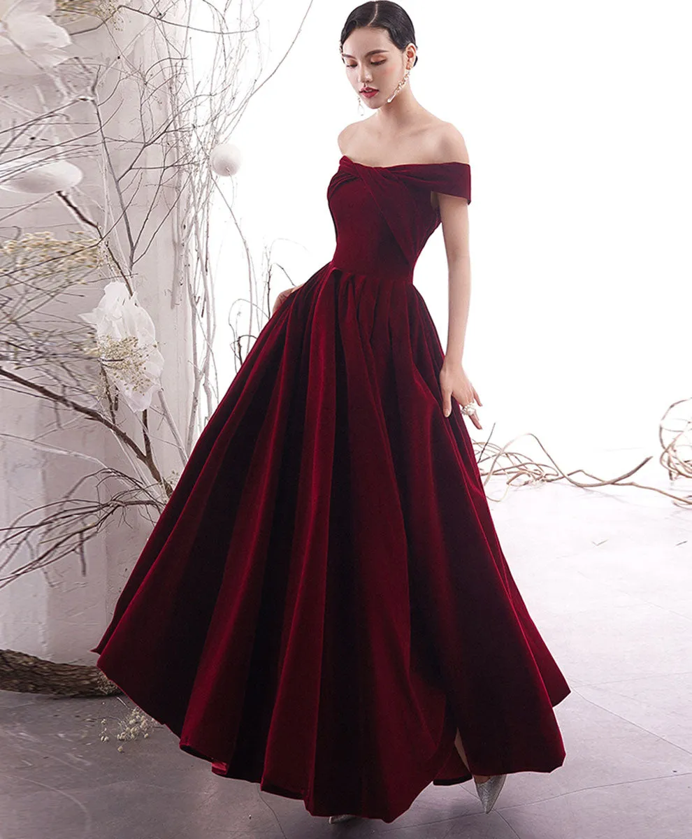 Simple Burgundy Long Prom Dress Burgundy Evening Dress