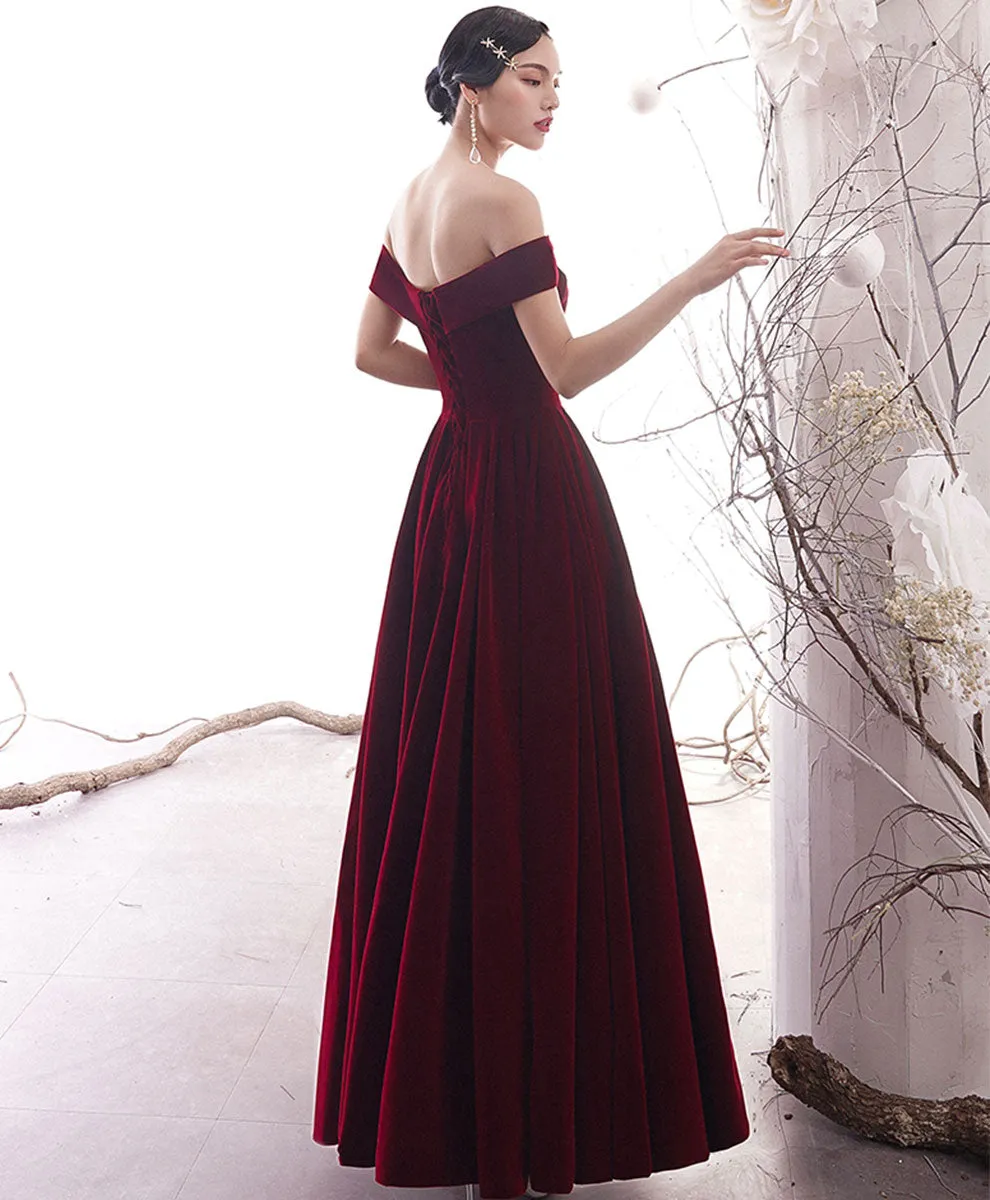 Simple Burgundy Long Prom Dress Burgundy Evening Dress