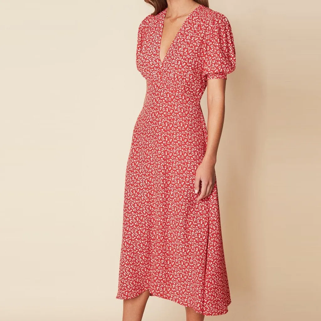 Sonja Midi Dress (Maddy Floral Vintage Red)