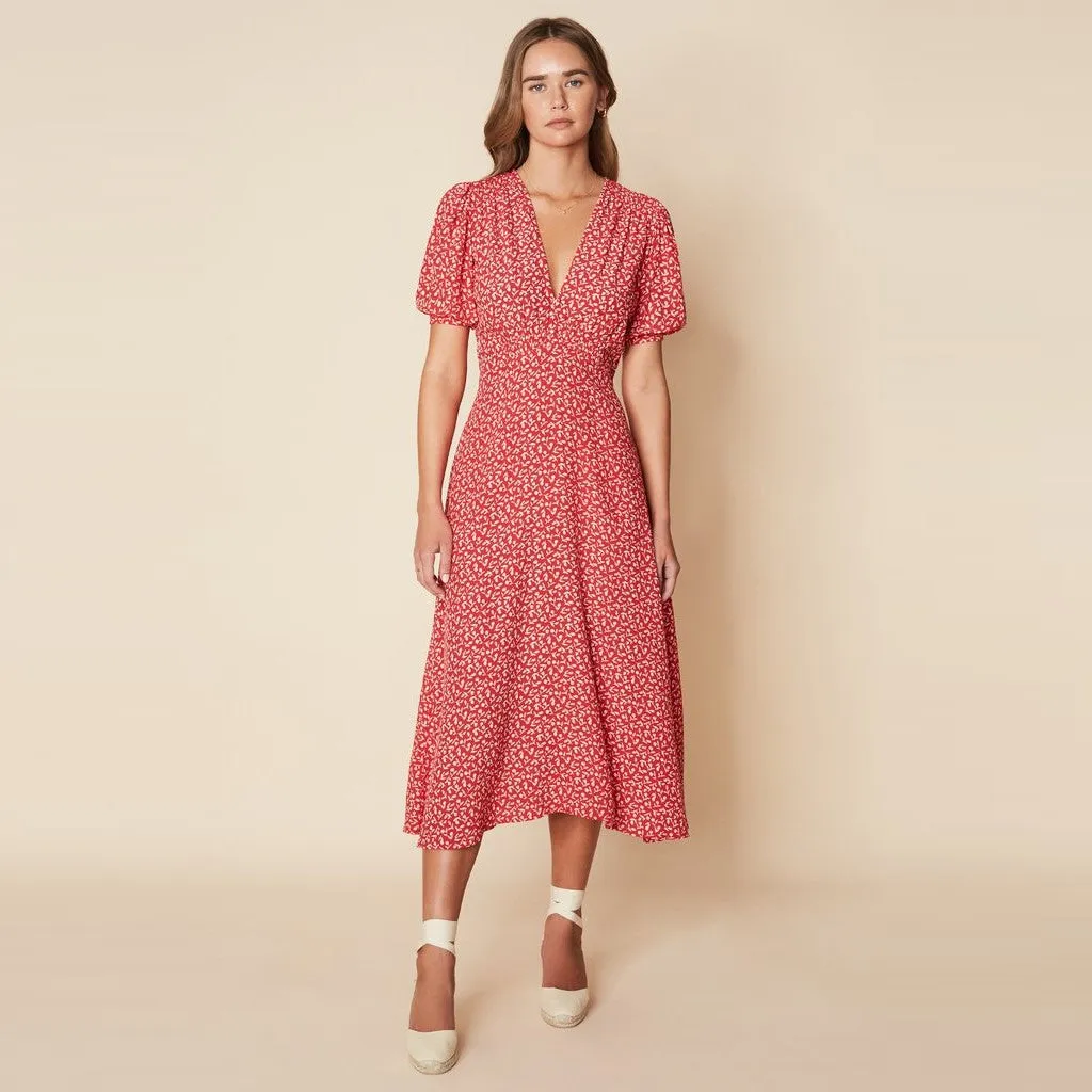 Sonja Midi Dress (Maddy Floral Vintage Red)