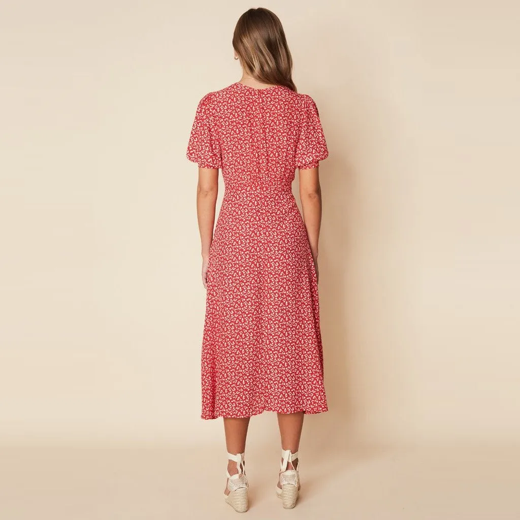 Sonja Midi Dress (Maddy Floral Vintage Red)