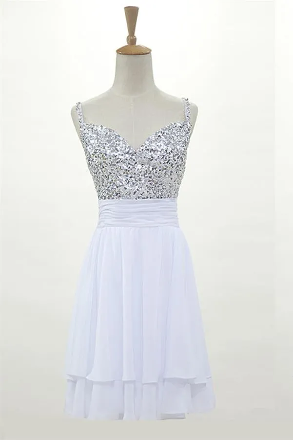 Sparkly Chiffon Open Back Simple Homecoming Dress