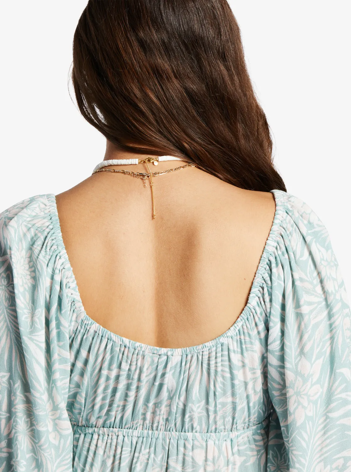 Sweetest Shores Puff Sleeve Dress - Blue Surf Planao Apparel